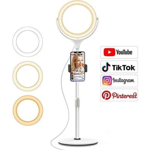 Universal Selfie Ring Light with Flexible Mobile Phone Holder Lazy Bracket Desk Lamp LED Light for Live Stream Office Holder