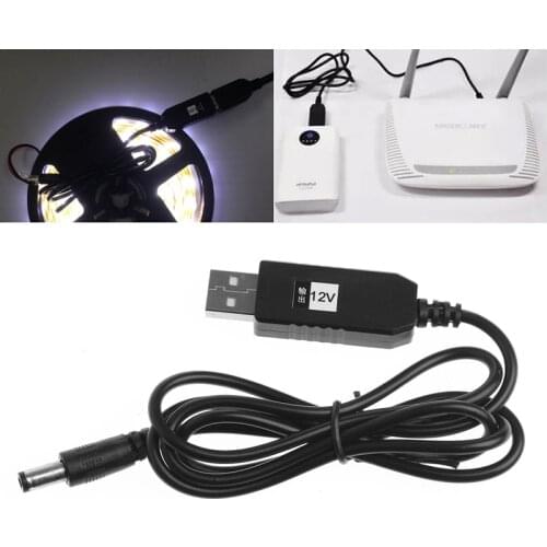 USB DC 5V To DC 12V 2.1x5.5mm Male Step-Up Converter Adapter Cable For Router 95AD