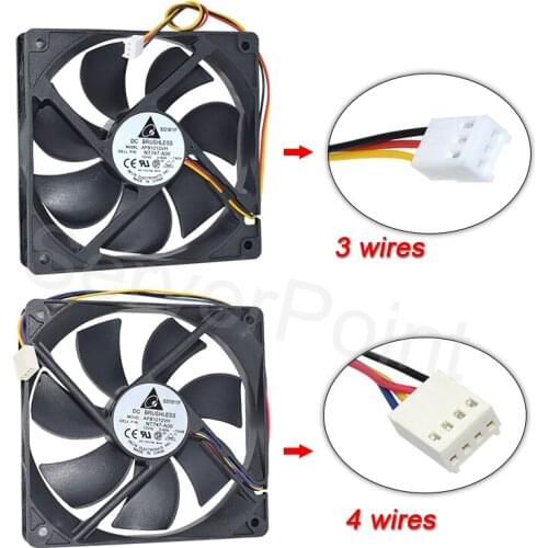 Fully Tested AFB1212VH 12025 DC12V 0.60A 12CM 3Pins/4Pins Dual Ball Bearing Fan PWM Temperature Control Fan 120*120*25MM