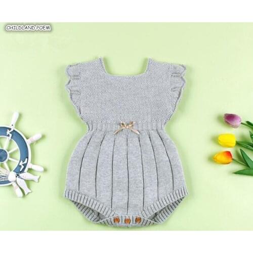 Knitted Baby Clothes Winter Summer Baby Jumpsuit Ruffle Sleeve Cotton Newborn Baby Rompers Infant Baby Boy Girl Romper Jumpsuit