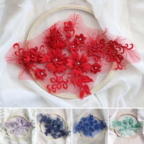 Embroidered Lace Applique Sewing Flower Fabric Collar Patch For Wedding Party Dress Clothes DIY Crafts Accessories Patches
