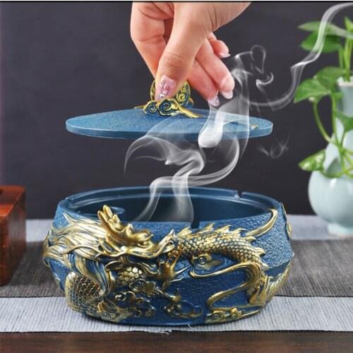 NEWYEARNEW Retro Resin Creative Dragon Ashtray Car Ornament Vintage Home Furnishing Decoration Valentine Gifts