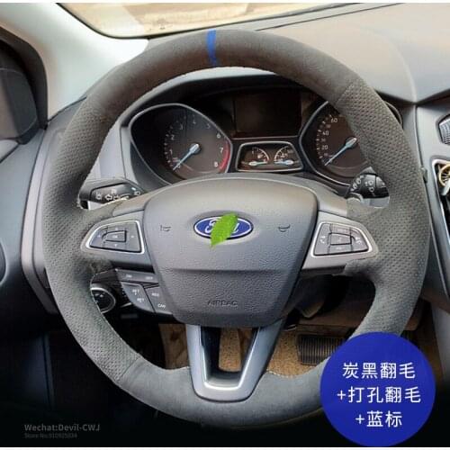 Suede Steering wheel cover for Ford Mondeo Focus Escort Kuga Edge Taurus Fiesta Explorer Escape Mustang Auto Parts Accessories