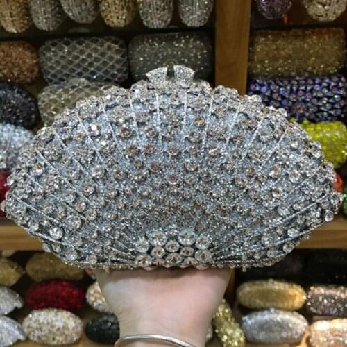 Champagne Diamond Women Crystal Clutch Evening Bags Bridal Wedding Party Cocktail Minaudiere Handbag and Purse Metal Clutches