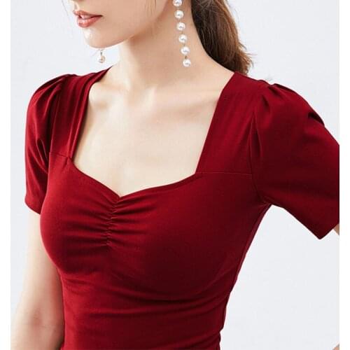 Women T shirt 2021 Summer Solid Basic Fashion Short Sleeve Tshirt Famale Crop Top T Shirt Ladies T Shirts Sexy Clothes Trending