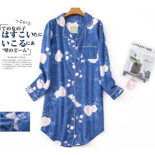 Pyjamas Women 100% Cotton Sleepwear Cute Print Nightdress Cartoon Nightgown Women Sleepshirts Night Dress Female Home Nightwear