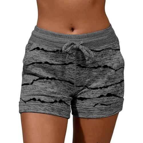 Ladies Summer Sports Shorts Lace-up Run Bike Casual Loose Striped High Waist Quick Drying Drawstring Pockets Sports Short Pants