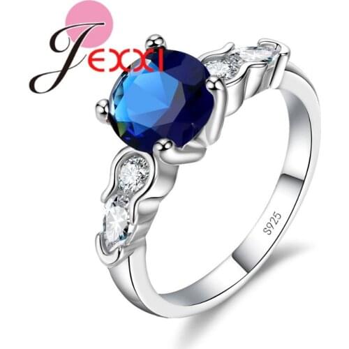 Luxury Brand Fashion Cubic Zirconia Rings 925 Sterling Silver Wedding Rings For Women Five Color Crystal Rings Jewerly