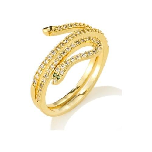 Delicate Cute Snake Ring For Women Gold Color AAA+ CZ Open Ring Female Party Jewelry Wholesale Women Wedding Ring Gift Dropship