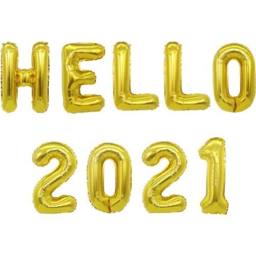 1set New Christmas Balloons Set Inflatable HELLO 2021 Number Letter Foil Balloon Christmas Decor New Year Eve Party Decor Prop