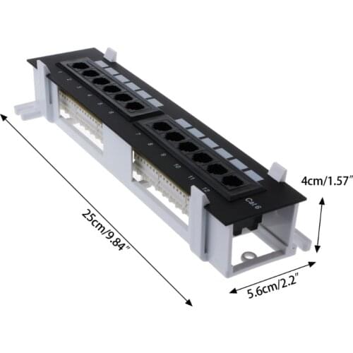 12 Port CAT6 Patch Panel RJ45 Networking Wall Mount Rack Mount Bracket A0KB