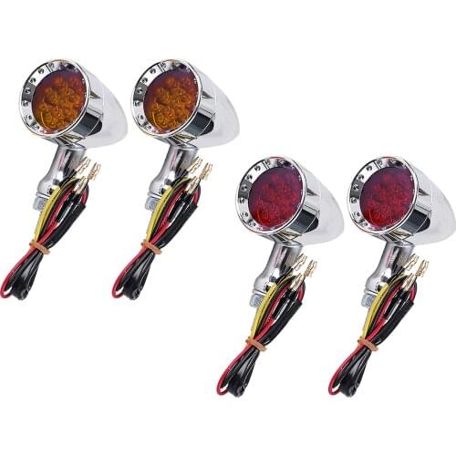 2Pcs LED Turn Signal Light 12V Mini Durable Motorcycle Scooter Indicators Signal Lamp Flashing Zinc Alloy for Motorbike