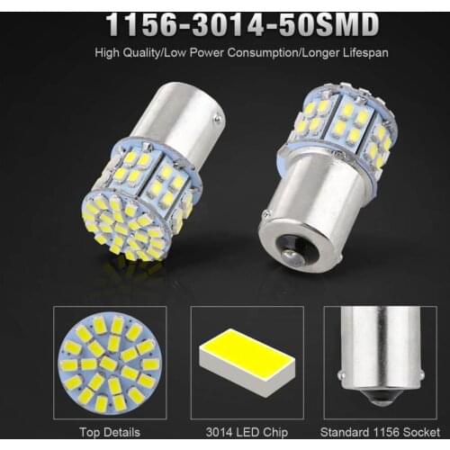 20 Pieces Super White 1156 Car Boat Rear Turn Signal Light 50-SMD LED Bulb 12VDC