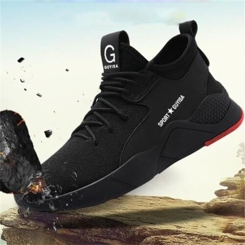 2021 New Mens Safety Shoes Mesh Steel Toe Safety Puncture-Proof Work Sneakers Plus Size Breathable Shoes Men Vulcanize Shoes