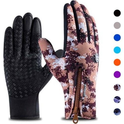2021 Winter Gloves For Men Camouflage Unisex Touch Screen Warm Waterproof Windproof Cold Gloves Outdoor Riding Non-Slip Gloves
