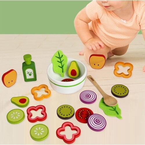 21Pcs/Set Wooden Simulation Fruit Vegetable Pretend Kitchen Salad Cooking Toy Intelligence Developmental Toys