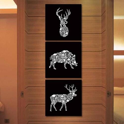 5D DIY Diamond Painting 3 Pieces/Pcs Deer Head Boar Full Square/ Round Diamond embroidery Cross stitch Diamond crystal Wall art
