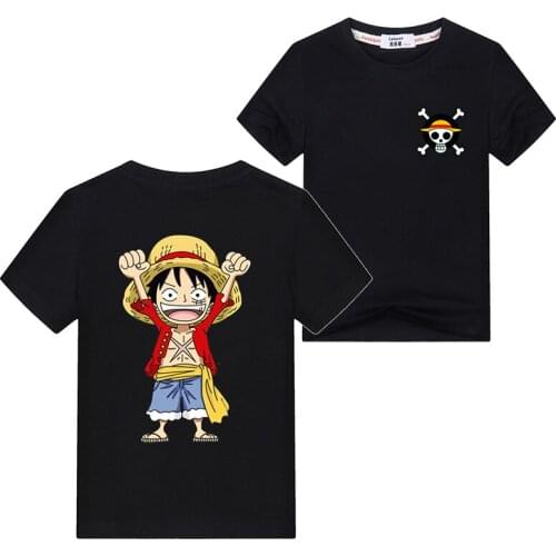 Aini Lakana Kids Anime Clothes Luffy Fashion T-shirt 4 5 6 7 8-13Y Boys Short Sleeve Shirt Summer Cotton Tops
