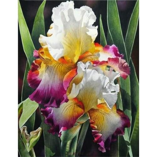 DIY 5D Diamond Painting iris flower Full square circular Diamond Embroidery Sale Rhinestones picture purple floral decor FG1886