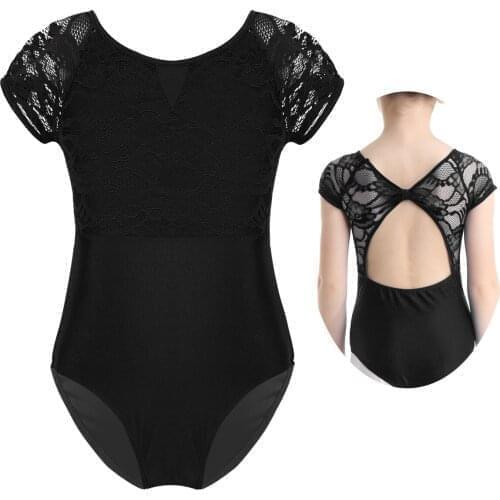 Girls Gymnastics Leotards Ballet Dress Professional Ballet Tutu Tank Leotard Jumpsuit Floral Lace Hollow Back Toddler Leotard