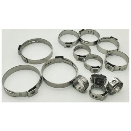 Free shipping big size pipe Clamps High Quality 6PCS Stainless Steel 304 Single Ear Hose Clamps Assortment Kit Single