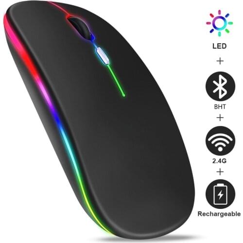 Wireless Dual mode Mouse Bluetooth-compatible RGB Rechargeable Mouse Silent Mause LED Backlit Ergonomic Gaming Mouse