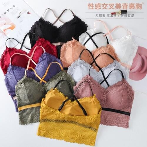 3D Sexy Lingerie Seamless Sport Bra Backless Strapless Top Bra Push Up Bralette Brassiere Women Underwear lace crisscross wrap