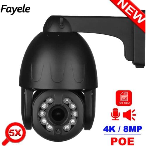 CCTV Security POE 5MP 4K 8MP PTZ Camera 5X Zoom Metal Speed Dome IP Camera IR 50M Motion Detection SD Memory Audio Video Recordi
