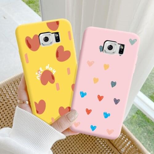 For Samsung Galaxy S6 Case Protective Phone Shell Frosted Silicone Casing Color Heart-Shaped Soft TPU Back Cover