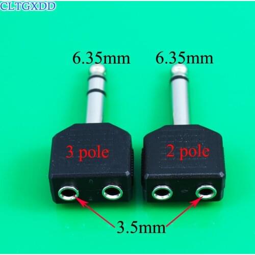 Cltgxdd Double Stereo Jack 6.35 Connector 6.35mm Speaker 2 pole 3Pole Plug to 2x6.35mm mono JACK Connector/audio adapter