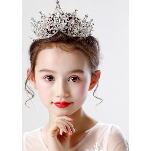 Childrens crown tiara princess girls crown crystal girl birthday catwalk hair accessories