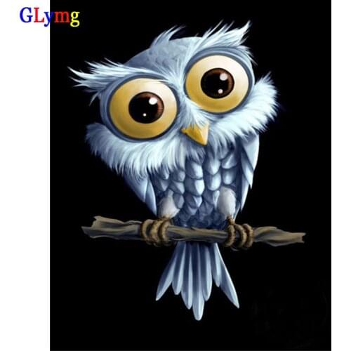 GLymg Diy Diamond Embroidery Cartoon Big Eyes Owl Diamond Painting Cross Stitch Full Square Drill Handicrafts Child Room Decor