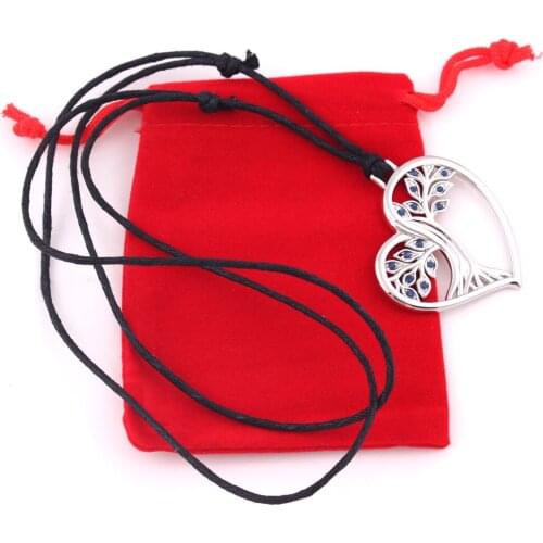 Huilin Jewelry Solstice Tree Heart Shape Pendant Life Tree Pagan Druid Crystal Adjust Rope Necklace