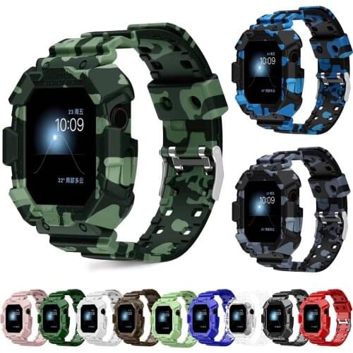 Camouflage Watch Band for Apple Watch Band 38mm 40mm 42mm 44mm for Apple Watch Series 5 SE 4 3 Silicone Bracelet Case Iwatch 6