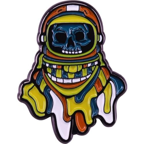 Collectible science fiction lapel pin depicting the dangers of deep space travel