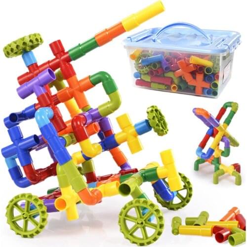 26-288pcs Water Pipe Building Blocks DIY Assembling Pipeline Tunnel Blocks Toys For Children Construction Creative Bricks