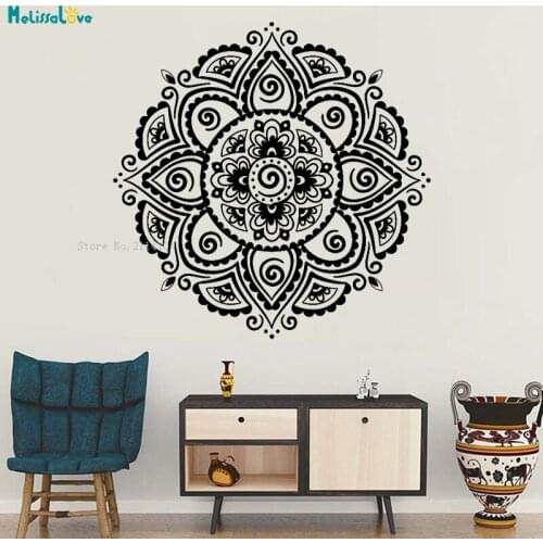 Mandala Vinyl Wall Decal Symbol Buddhism Hinduism Religion Lotus Exquisite Stickers Home Decor Complex Process YT2292