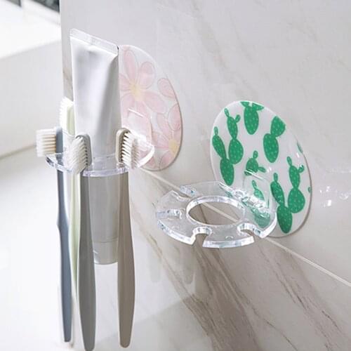 Multifunction Strong Suction Wall Shaped Stand Brush Rack Bathroom Toothbrush Holder Punch-free Bathroom Shelf Decoration Shelf