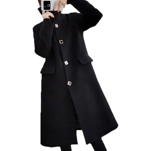 Fashion Woolen Coat Women 2021 Autumn Winter Wool Jackets New Style Korean Mid-length Wool Coats 83b