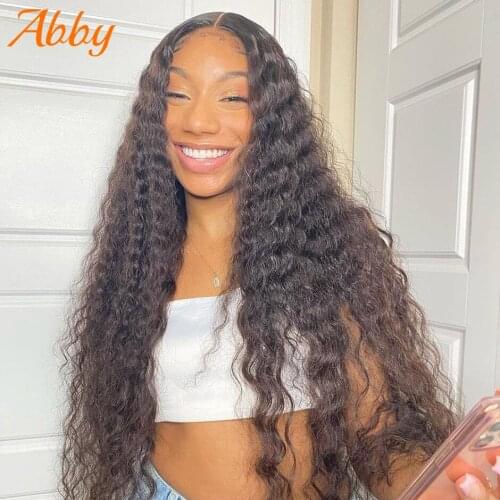 Mongolian Deep Wave Lace Closure Wigs For Women 4x4 5x5 Lace Closure Human Hair Wigs PrePlucked Hairline Remy Hair