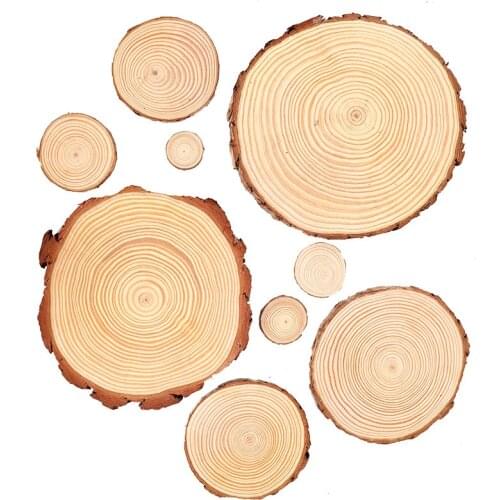 New 1Pack 3-12cm Natural Pine Round Unfinished Wood Slices Circles With Tree Bark Log Discs DIY Crafts Wedding Party Painting