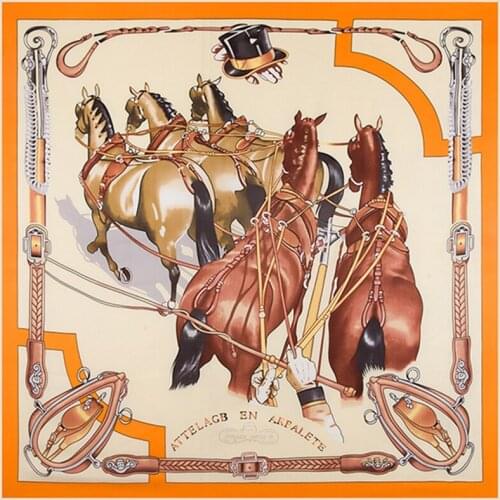 KOI LEAPING new woman Fashion silk Scarf animal horse print 130*130 Square Gift of girlfriend wife headscarf high quality Shawl