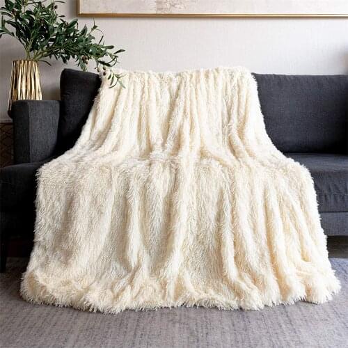 Super Soft Fuzzy Fur Faux Elegant Cozy With Fluffy Throw Blanket Bed Sofa Bedspread Long Shaggy Soft Warm Bedding Sheet Large