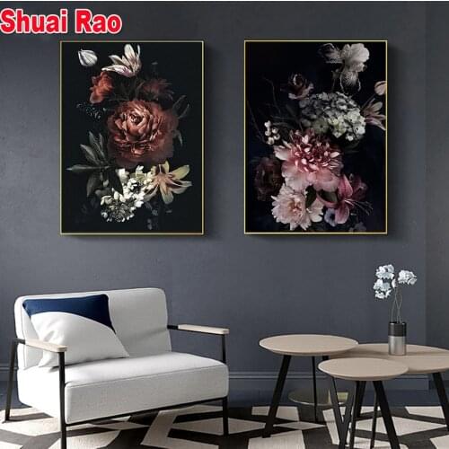 Peony Diamond Painting Wall Art Flower Full square Round Flowers Home Art Modern Home Pictures Minimalist Wall Decoration