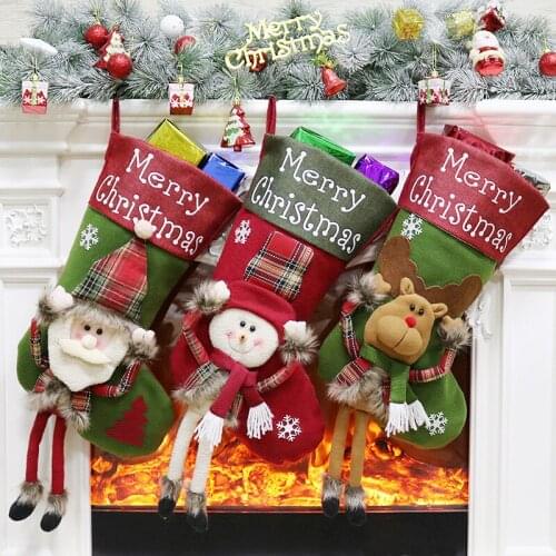 Christmas Decorations Big Christmas Sock Gift Bag Christmas Tree Pendant Ornaments Children Gift Candy Bag Scene Dress Up
