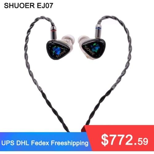 Shuoer EJ07 | flagship 10mm dynamic electrostatic BA driver hybrid IEM headphones with monocrystalline copper balanced cable