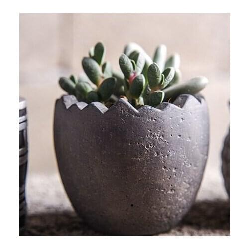 Silicone Mold Succulent Plants Mini Pots Candle Mold Eggshell Shape Concrete Mould Vase Molds Silica Gel Retro Thumb Basin 3D