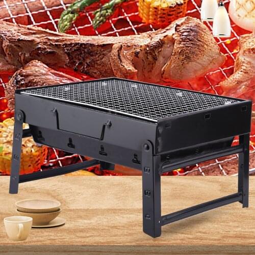 Thickened BBQ Portable Barbecue Oven Folding Home Grill Outdoor Black Steel Furnaces Outdoor Gift Compact Grill Cooker