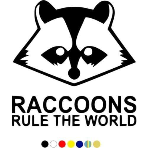 CS-1314#15*15cm RACCOONS Rule the world funny car sticker vinyl decal silver/black for auto car stickers styling