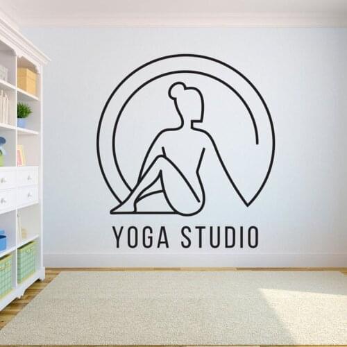 Yoga Studio Wall Decal Bedroom Gym Yoga Room Logo Art Vinyl Wall Sticker Window Decor Line Girl Bodybuilding Mural S386